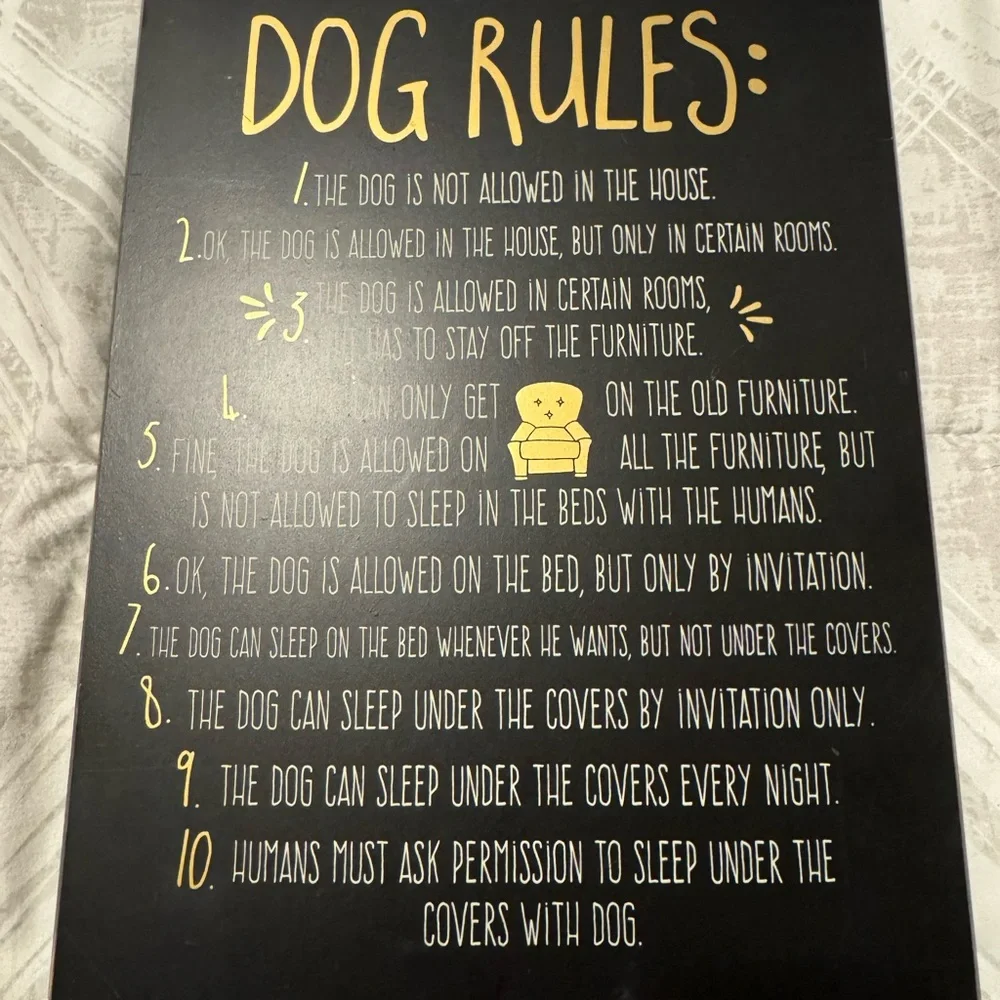 Hobby Lobby Brown and Gold Dog Rules Plaque